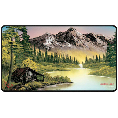 Magic the Gathering: Bob Ross Mountain Retreat Black Stitched Playmat