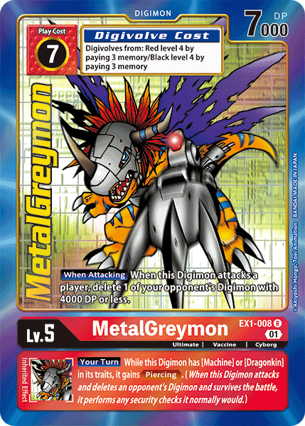 (008) Digimon TCG Classic Collection Single: MetalGreymon (EX1-008) (V.2)  Alternative Art