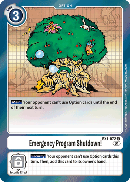 (072) Digimon TCG Classic Collection Single: Emergency Program Shutdown! (EX1-072)  Rare