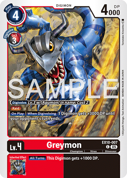 (007) Digimon TCG Sinister Order Single: Greymon (EX10-007) (V.1)  Common