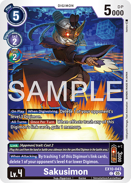 (043) Digimon TCG Sinister Order Single: Sakusimon (EX10-043) (V.1)  Common