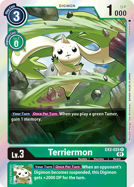 (025) Digimon TCG Digital Hazard Single: Terriermon (EX2-025) (V.1)  Rare
