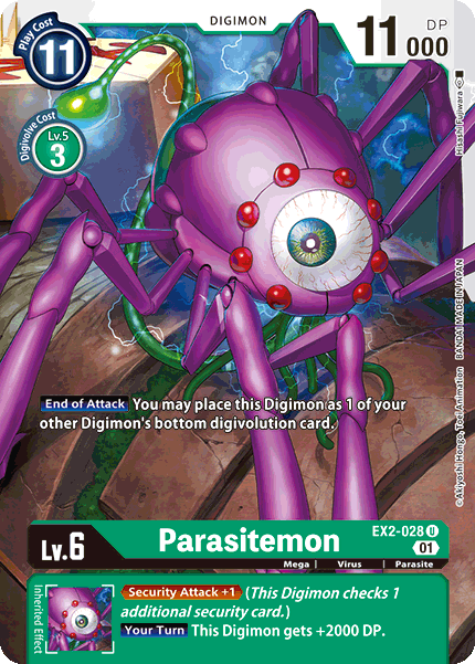 (028) Digimon TCG Digital Hazard Single: Parasitemon (EX2-028)  Uncommon