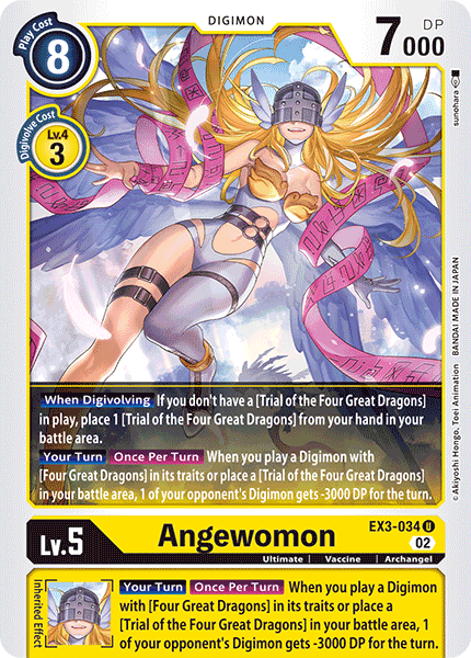 (034) Digimon TCG Draconic Roar Single: Angewomon (EX3-034)  Uncommon