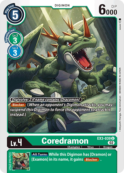 (039) Digimon TCG Draconic Roar Single: Coredramon (EX3-039)  Uncommon