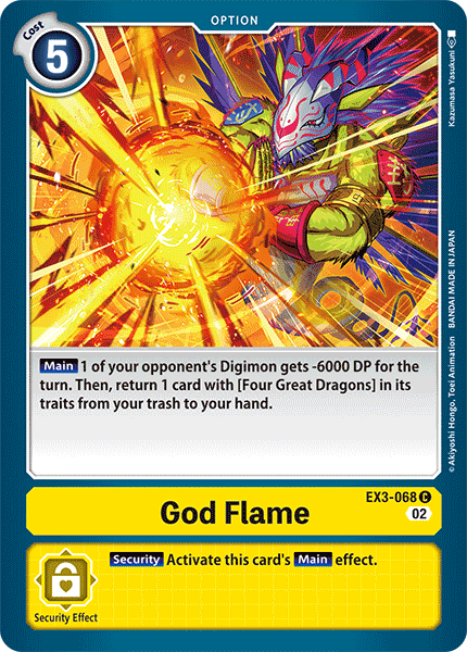 (068) Digimon TCG Draconic Roar Single: God Flame (EX3-068)  Common