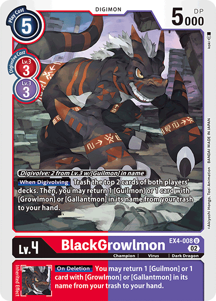 (008) Digimon TCG Alternative Being Single: BlackGrowlmon (EX4-008)  Uncommon