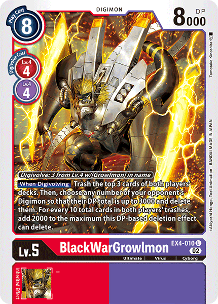 (010) Digimon TCG Alternative Being Single: BlackWarGrowlmon (EX4-010)  Uncommon