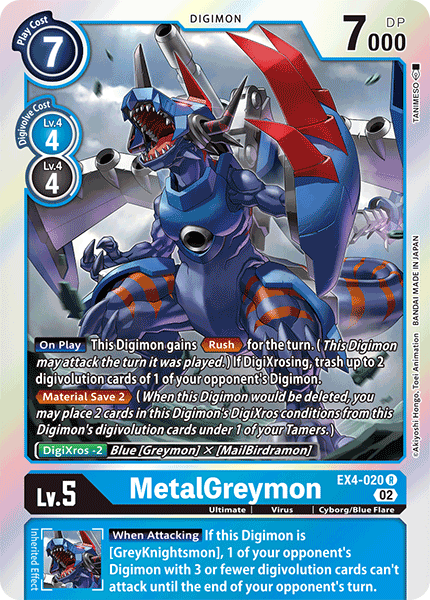 (020) Digimon TCG Alternative Being Single: MetalGreymon (EX4-020)  Rare