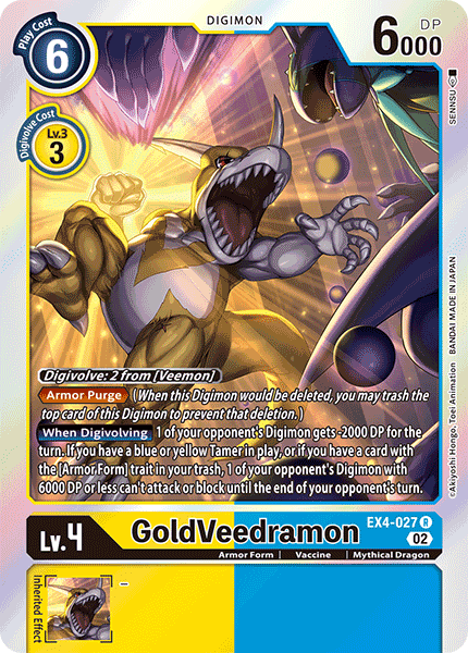 (027) Digimon TCG Alternative Being Single: GoldVeedramon (EX4-027) (V.1)  Rare