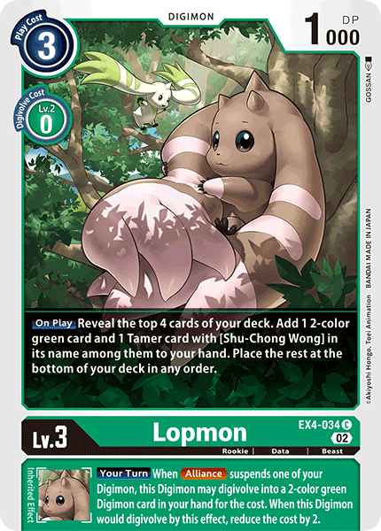 (034) Digimon TCG Alternative Being Single: Lopmon (EX4-034)  Common