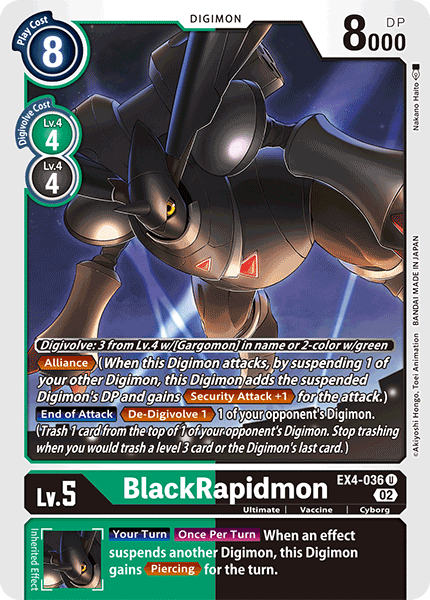 (036) Digimon TCG Alternative Being Single: BlackRapidmon (EX4-036)  Uncommon