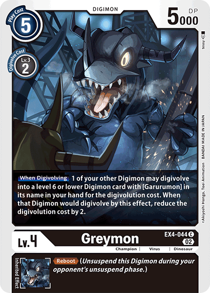 (044) Digimon TCG Alternative Being Single: Greymon (EX4-044)  Common
