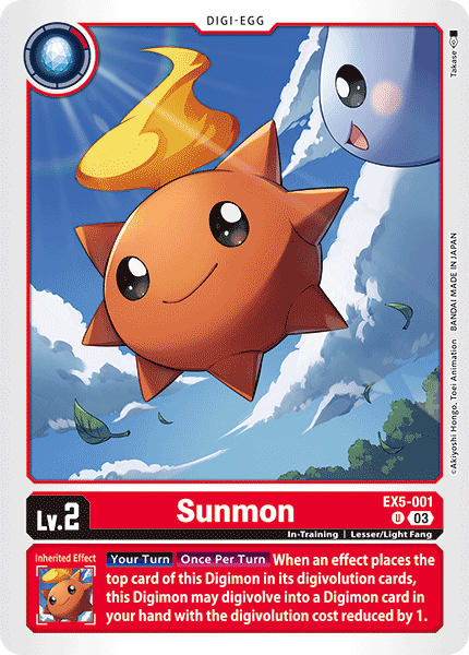 (001) Digimon TCG Animal Colosseum Single: Sunmon (EX5-001) (V.1)  Uncommon