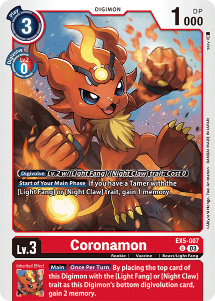 (007) Digimon TCG Animal Colosseum Single: Coronamon (EX5-007) (V.1)  Uncommon