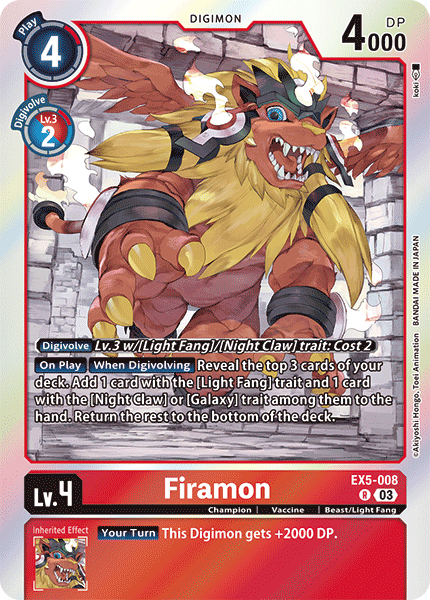 (008) Digimon TCG Animal Colosseum Single: Firamon (EX5-008)  Rare