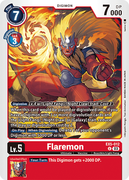 (012) Digimon TCG Animal Colosseum Single: Flaremon (EX5-012)  Uncommon