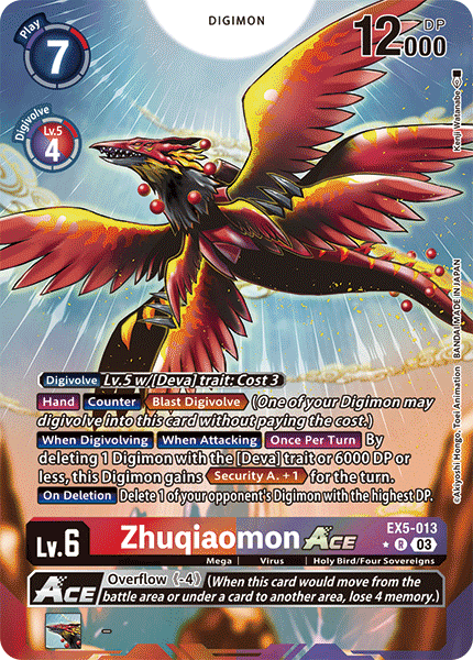 (013) Digimon TCG Animal Colosseum Single: Zhuqiaomon Ace (EX5-013) (V.2)  Alternative Art
