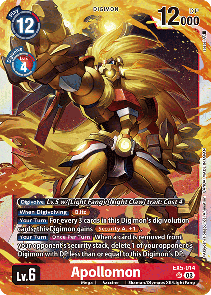 (014) Digimon TCG Animal Colosseum Single: Apollomon (EX5-014) (V.1)  Super Rare