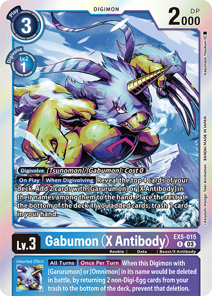 (015) Digimon TCG Animal Colosseum Single: Gabumon (X Antibody) (EX5-015)  Rare