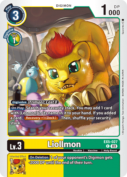 (027) Digimon TCG Animal Colosseum Single: Liollmon (EX5-027)  Common