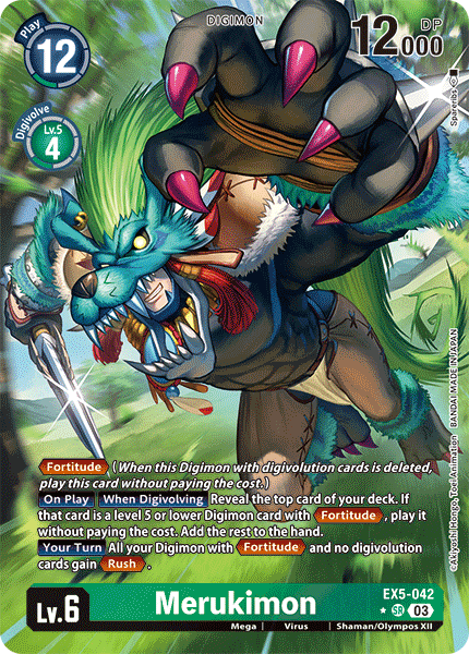 (042) Digimon TCG Animal Colosseum Single: Merukimon (EX5-042) (V.2)  Alternative Art
