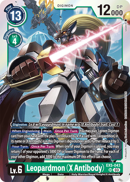 (043) Digimon TCG Animal Colosseum Single: Leopardmon (X Antibody) (EX5-043) (V.1)  Super Rare