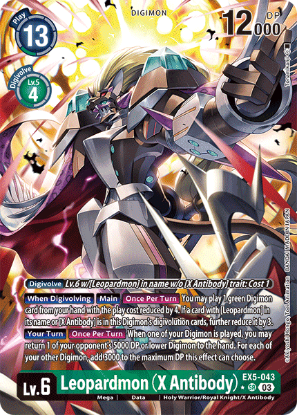 (043) Digimon TCG Animal Colosseum Single: Leopardmon (X Antibody) (EX5-043) (V.2)  Alternative Art