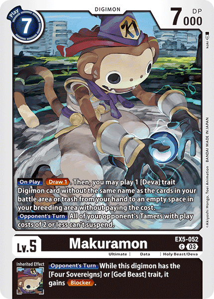 (052) Digimon TCG Animal Colosseum Single: Makuramon (EX5-052)  Common