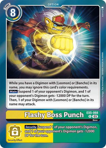 (068) Digimon TCG Animal Colosseum Single: Flashy Boss Punch (EX5-068)  Rare