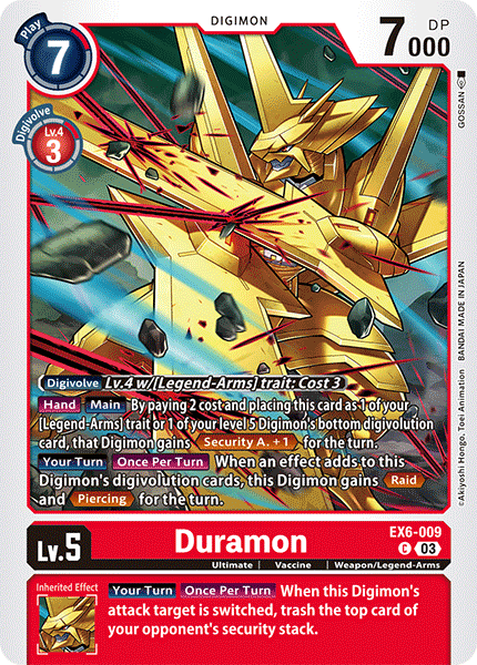(009) Digimon TCG Infernal Ascension Single: Duramon (EX6-009)  Common