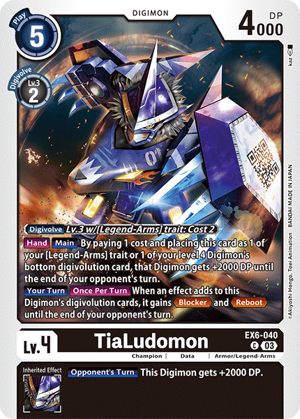 (040) Digimon TCG Infernal Ascension Single: TiaLudomon (EX6-040)  Common