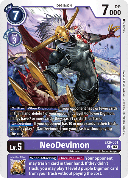 (051) Digimon TCG Infernal Ascension Single: NeoDevimon (EX6-051)  Common