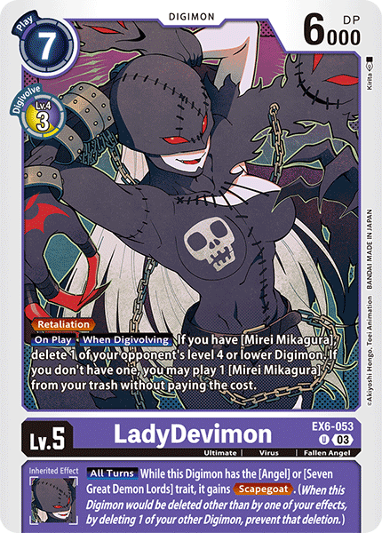 (053) Digimon TCG Infernal Ascension Single: LadyDevimon (EX6-053)  Uncommon