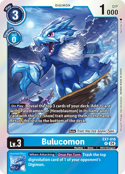 (016) Digimon TCG Digimon Liberator Single: Bulucomon (EX7-016) (V.1)  Rare