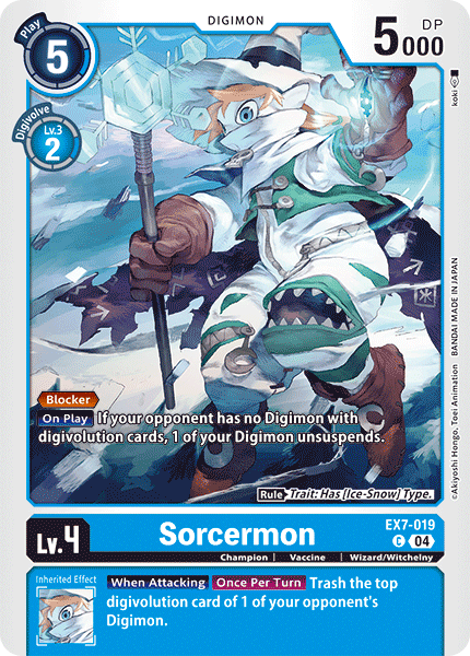 (019) Digimon TCG Digimon Liberator Single: Sorcermon (EX7-019) (V.1)  Common