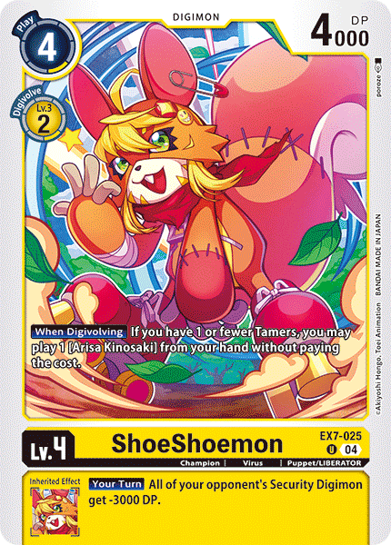 (025) Digimon TCG Digimon Liberator Single: ShoeShoemon (EX7-025) (V.1)  Uncommon