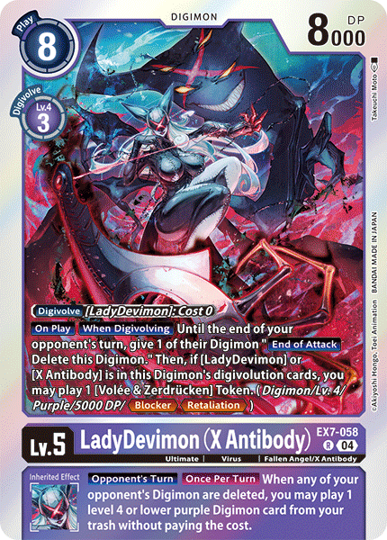 (058) Digimon TCG Digimon Liberator Single: LadyDevimon (X Antibody) (EX7-058)  Rare