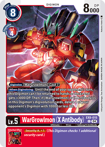 (015) Digimon TCG Chain of Liberation Single: WarGrowlmon (X Antibody) (EX8-015) (V.1)  Common