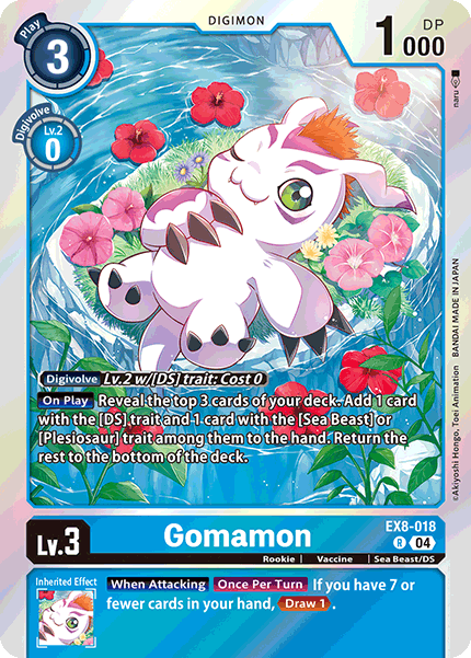 (018) Digimon TCG Chain of Liberation Single: Gomamon (EX8-018)  Rare