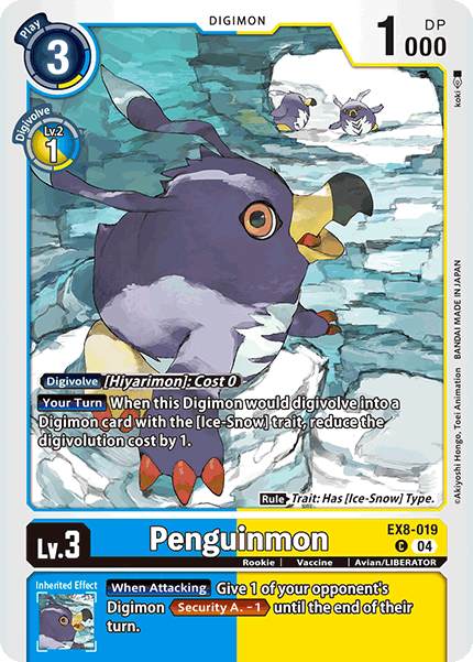 (019) Digimon TCG Chain of Liberation Single: Penguinmon (EX8-019) (V.1)  Common