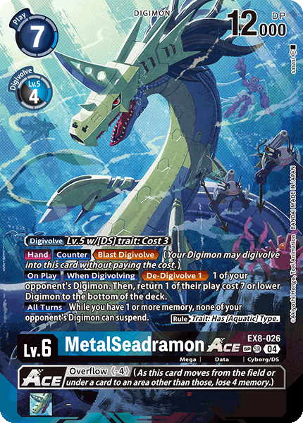(026) Digimon TCG Chain of Liberation Single: MetalSeadramon Ace (EX8-026) (V.3)  Special