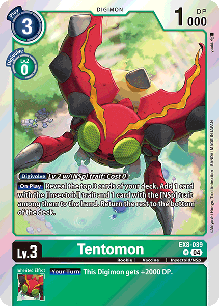 (039) Digimon TCG Chain of Liberation Single: Tentomon (EX8-039)  Rare