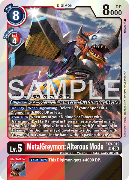 (012) Digimon TCG Versus Monsters Single: MetalGreymon: Alterous Mode (EX9-012) (V.1)  Super Rare