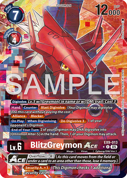 (013) Digimon TCG Versus Monsters Single: BlitzGreymon Ace (EX9-013) (V.2)  Alternative Art