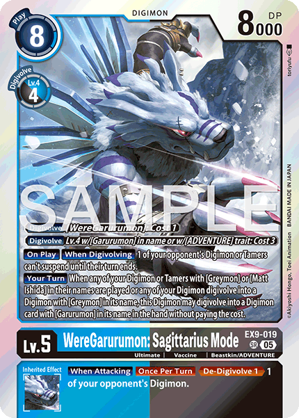 (019) Digimon TCG Versus Monsters Single: WereGarurumon: Sagittarius Mode (EX9-019) (V.1)  Super Rare