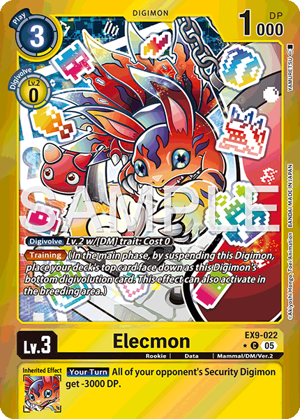 (022) Digimon TCG Versus Monsters Single: Elecmon (EX9-022) (V.2)  Alternative Art