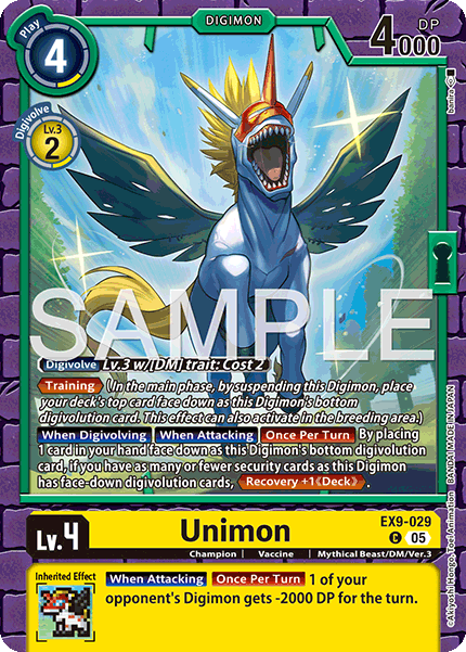 (029) Digimon TCG Versus Monsters Single: Unimon (EX9-029) (V.1)  Common