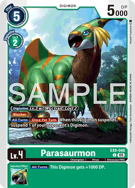 (040) Digimon TCG Versus Monsters Single: Parasaurmon (EX9-040) (V.1)  Common