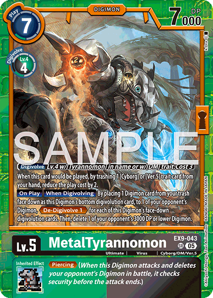 (043) Digimon TCG Versus Monsters Single: MetalTyrannomon (EX9-043) (V.1)  Super Rare